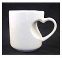 Чашка для сублимации белая одинарная Love (ручка сердце)