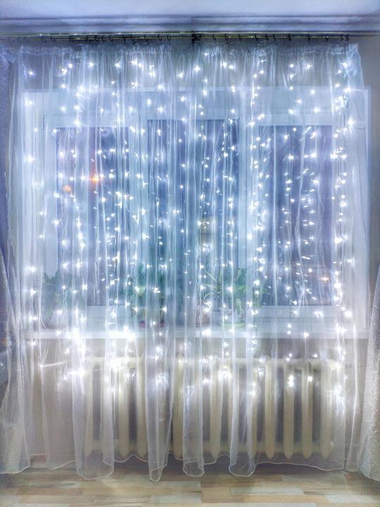 Xmas Гірлянда Водоспад Білий 240 LED (прозорий провід,2.5*1.5), фото 1