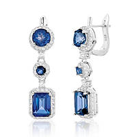 Серьги серебрянные женские 925 пробы с синим мистик кварцем, сережки из настоящего серебра для девушки