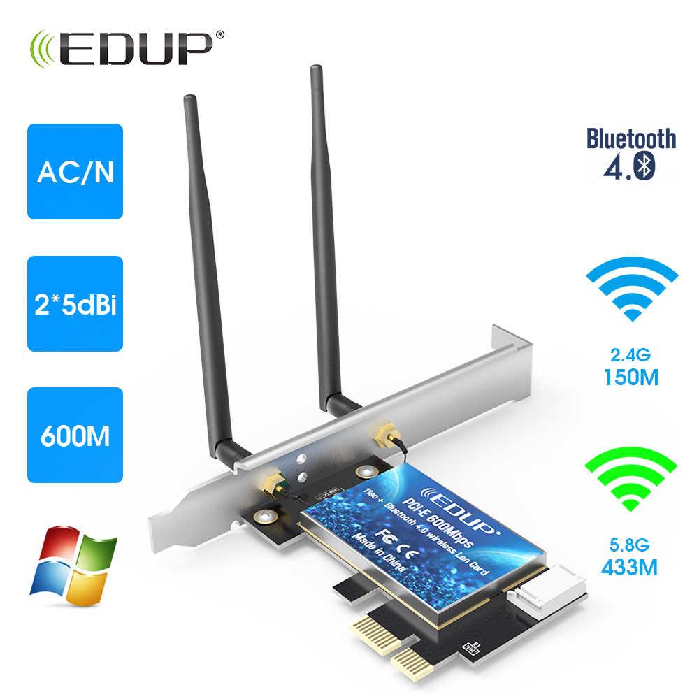 EDUP WiFi-адаптер Бездротової Bluetooth-адаптер Двохдіапазонний мережевий адаптер AC600 PCI-E #100021-1