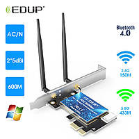 EDUP WiFi-адаптер Беспроводной Bluetooth-адаптер Двухдиапазонный сетевой адаптер AC600 PCI-E #100021-1