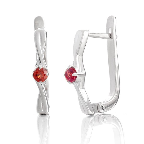 Сережки срібні жіночі 925 проби з гранатом, сережки зі справжнього срібла для дівчини, фото 1