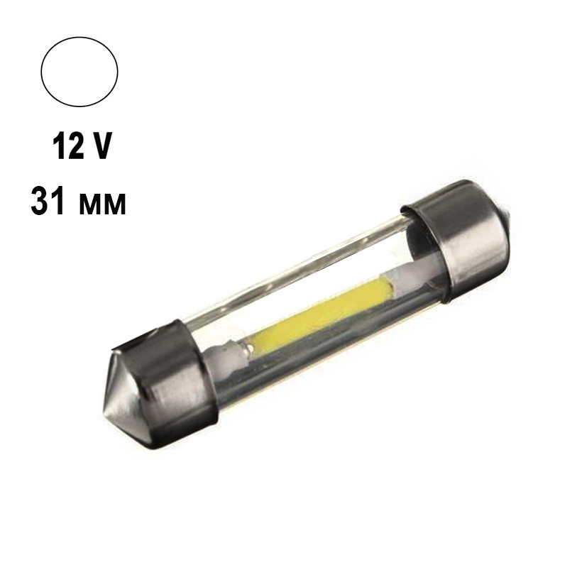 Автолампа Terra Festoon, цоколь SV8.5-8, COB-2, 31 мм, білий, 12 V, фото 1
