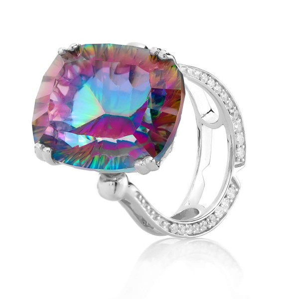 Каблучка срібна жіноча 925 проби з містик кварцом - райдужним, кільце зі справжнього срібла для дівчини, фото 1
