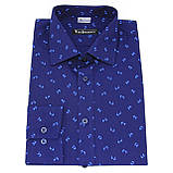 Чоловіча сорочка синього кольору з принтом Дельфіни в молодіжному стилі, фото 2