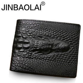 Чоловічий шкіряний гаманець із 3D зображенням крокодила Jinbaolai