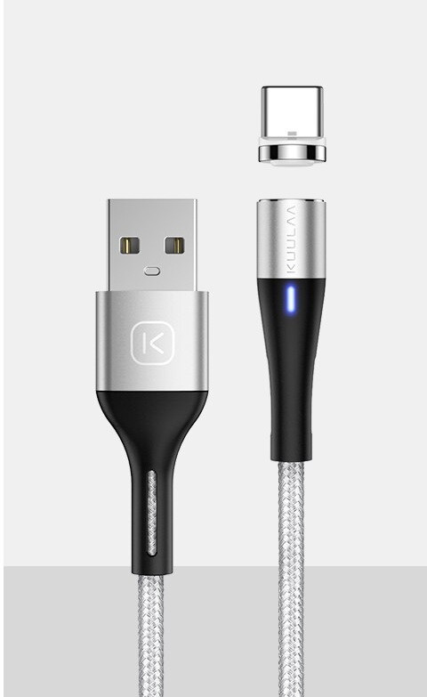 Магнітний дата кабель та для швидкої зарядки KUULAA USB Type-C 3A QC 3.0 довжиною 2 м