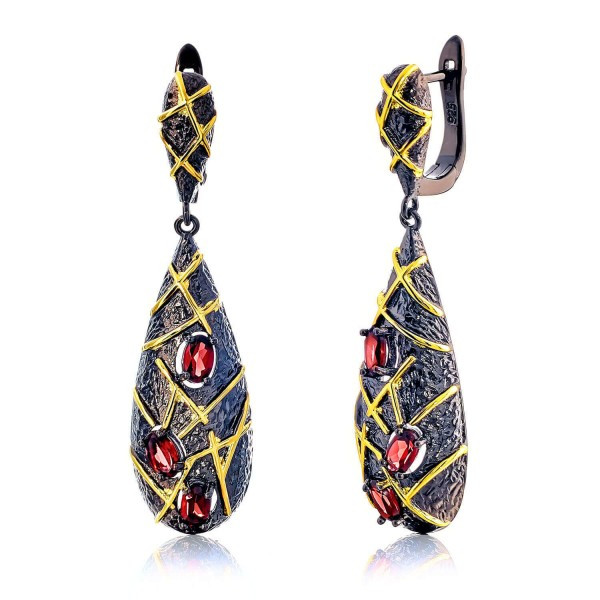 Сережки срібні жіночі 925 проби з гранатом, сережки зі справжнього срібла для дівчини, фото 1