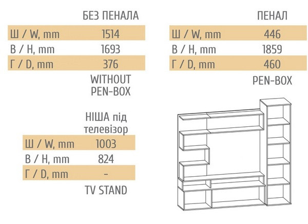 габарити стінки Феррара