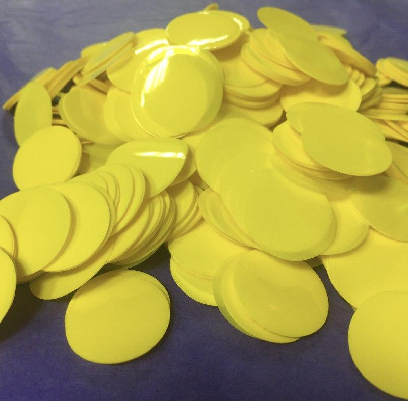 Аксесуари для свята конфеті кружечки жовті 23 мм х 23 мм 50 грам, фото 1