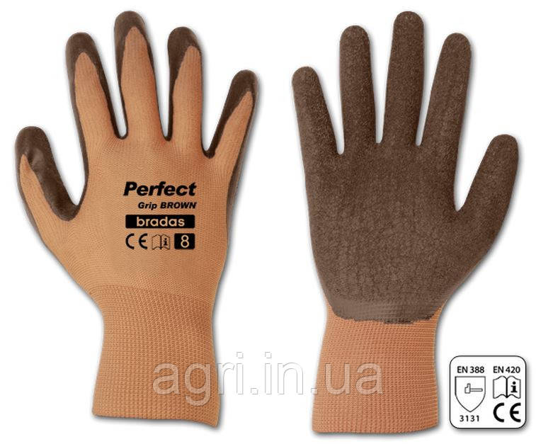 Рукавиці робочі PERFECT GRIP BROWN латекс, розмір 9