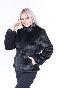 Жіноча коротка шуба автоледі із екохутра норки з коміром стійкою (р. 42-56) 39sb130
