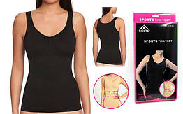 Майка стягувальна (коригувальна) Thin vest ST-9161-BK (р-р S-3XL, нейлон, еласт, чорний)