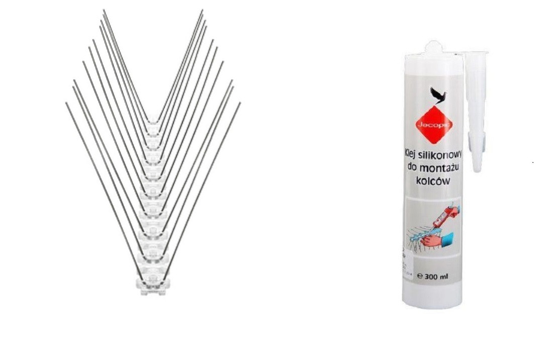 Засіб проти птахів, система Антиголуб Pro, Профісаційні шипи від птахів 10 м + клей Jacopic 300 мл