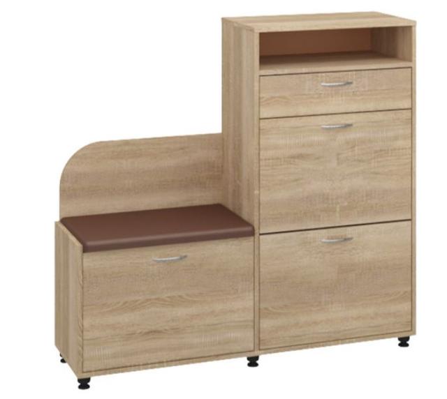 Тумба для взуття Б-5 ДСП дуб сонома+вініл коричневий Тумба для взуття Б-5 ДСП дуб сонома+вініл коричневий