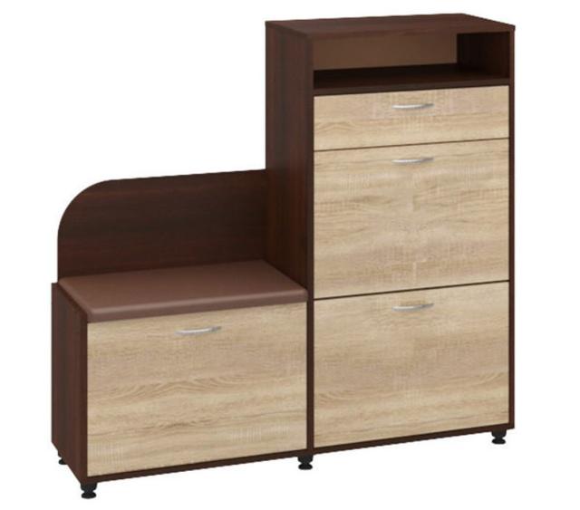 Тумба для взуття Б-5 ДСП Дуб сонома+горіх+вініл коричневий Тумба для взуття Б-5 ДСП Дуб сонома+горіх+вініл коричневий