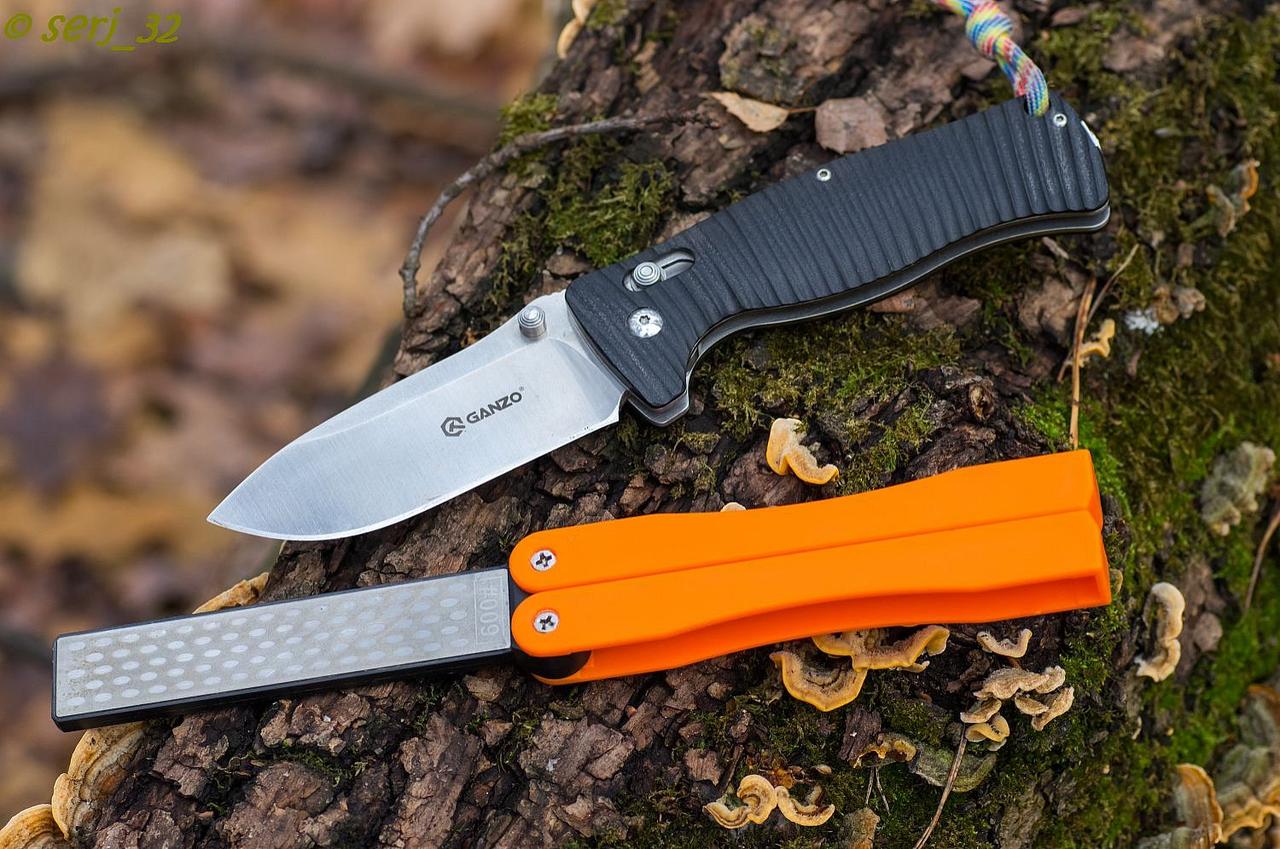 Точилка для ножів складна алмазна двостороння 400 та 600 грит універсальне точило помаранчева, фото 1