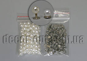 Бусини кремові перл. із заклепкою 6 мм/E11г/≈13 гр/≈100 шт.
