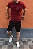 Чоловічий спортивний костюм для прогулянок і спорту чорні шорти та бордова футболка, спортивний костюм легкий, фото 3
