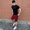 Чоловічий спортивний костюм для прогулянок і спорту чорні шорти та бордова футболка, спортивний костюм легкий, фото 2