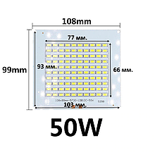 Світлодіод 50 ватт під драйвер 30-36V Led 100шт. SMD5730 LED 50w 32V 108х99мм.