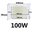 Світлодіод 100 ват під два драйвери 50w 30-36V Led 200шт. SMD5730 LED 100w 32V 148x99м., фото 3