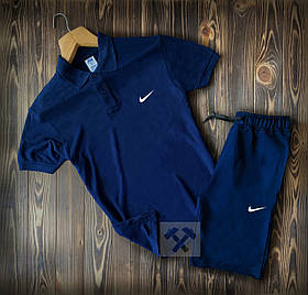 Чоловічий комплект футболка майка поло та шорти логотип Nike, Брендовий фірмовий спортивний костюм найк чоловічий