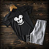 Cпортивні чоловічі сірі шорти та чорна футболка з Мікі/ Літні комплекти для чоловіків, фото 5