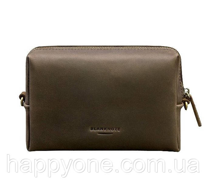 Шкіряна косметичка-несесер (темно-коричнева) шкіра Crazy Horse, фото 1