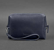 Шкіряна косметичка-несесер (темно-синя) шкіра Crazy Horse, фото 2