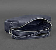Шкіряна косметичка-несесер (темно-синя) шкіра Crazy Horse, фото 3