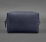 Шкіряна косметичка-несесер (темно-синя) шкіра Crazy Horse, фото 5