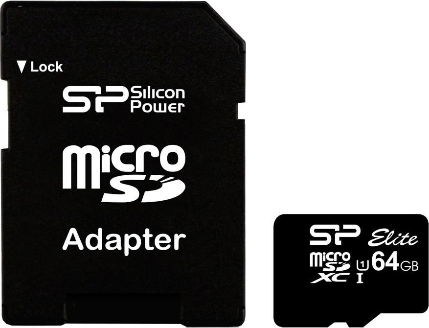 Картка пам'яті MicroSDXC 64 GB Silicon Power Elite class 10 UHS-1 + adapter SD (SP064GBSTXBU1V10-SP)
