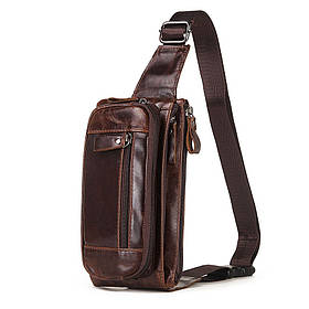 Сумка чоловіча шкіряна поясна. Бананка барсетка на пояс з натуральної шкіри (коричнева)