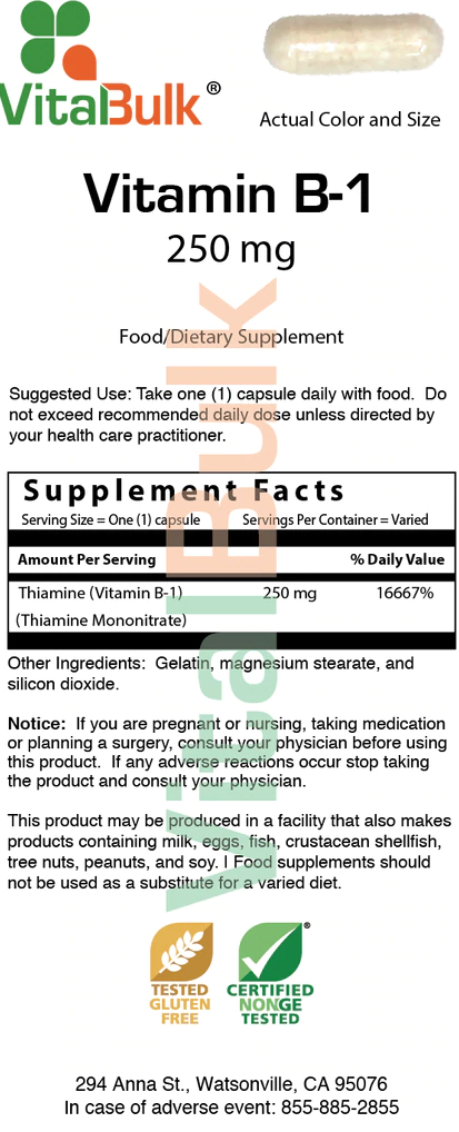 VitalBulk, Вітамін В1 250 мг.   100капс