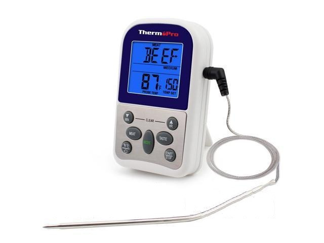 Термометр для м'яса ThermoPro TP-10 (від -9 до +250°C) з виносним датчиком з нержавіючої сталі і таймером