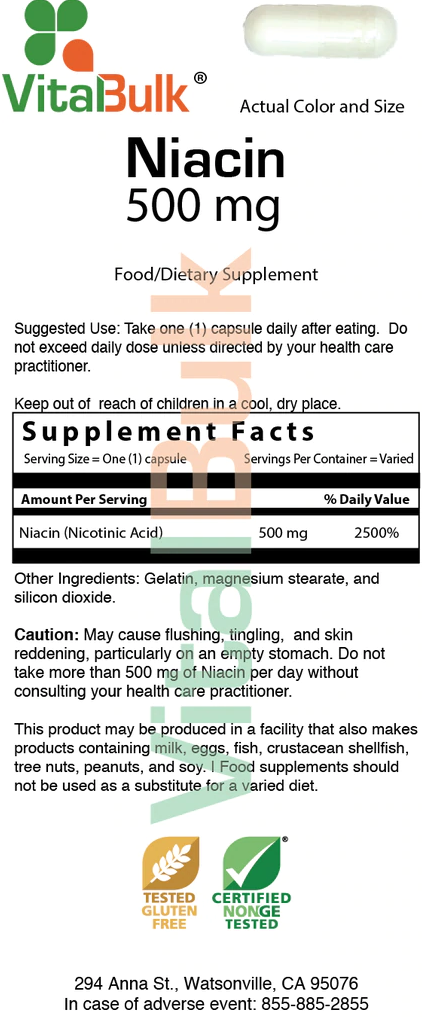 VitalBulk, Ніацин 500мг. - 60капс.