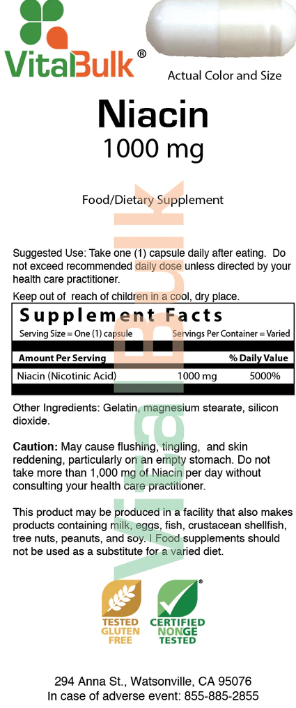 VitalBulk, ніацин 1000 mg. - 75 капс.