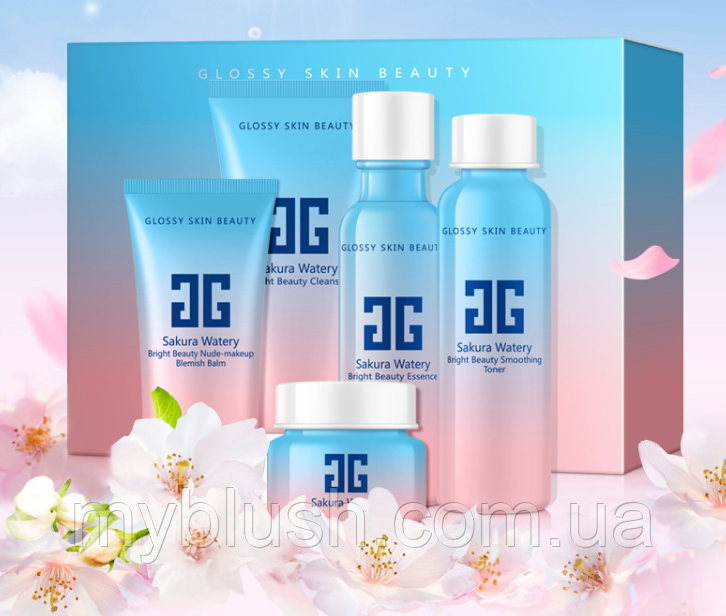 Набір Hankey Sakura Water з п'яти засобів для догляду за шкірою для обличчя