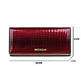 Гаманець жіночий з натуральної шкіри. Жіноче Портмоне. Шкіряний жіночий гаманець клатч Винний, фото 3