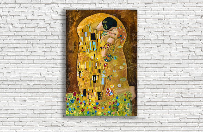Купить Картина - ПОЦЕЛУЙ (Репродукция Климт Густав) 40*60 см, цена 445 ...