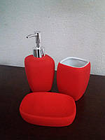 Набор аксессуаров для ванной комнаты Modern (цвет - красный), 3 предмета