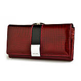 Гаманець жіночий шкіряний лаковий з тисненням під крокодила (червоний), фото 2
