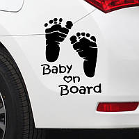 Предупреждающая, светоотражающая наклейка "Baby on board" №2 черная