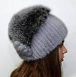 Жіноча норкова шапка на плетеній основі "Бабка", фото 2