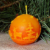 Новорічна воскова свічка "Кулька Лапландія" з натурального бджолиного воску