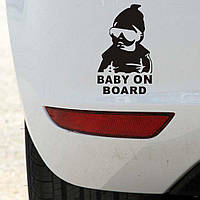 Запобігає, світловідбивальна наклейка "Baby on board" No3 чорна маленька