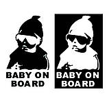 Запобігає, світловідбивальна наклейка "Baby on board" No3 чорна маленька, фото 6