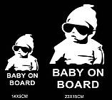 Запобігає, світловідбивальна наклейка "Baby on board" No3 чорна маленька, фото 7