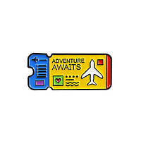 "Билет на самолет желтый Приключение ждет Adventure awaits" значок (пин) металлический
